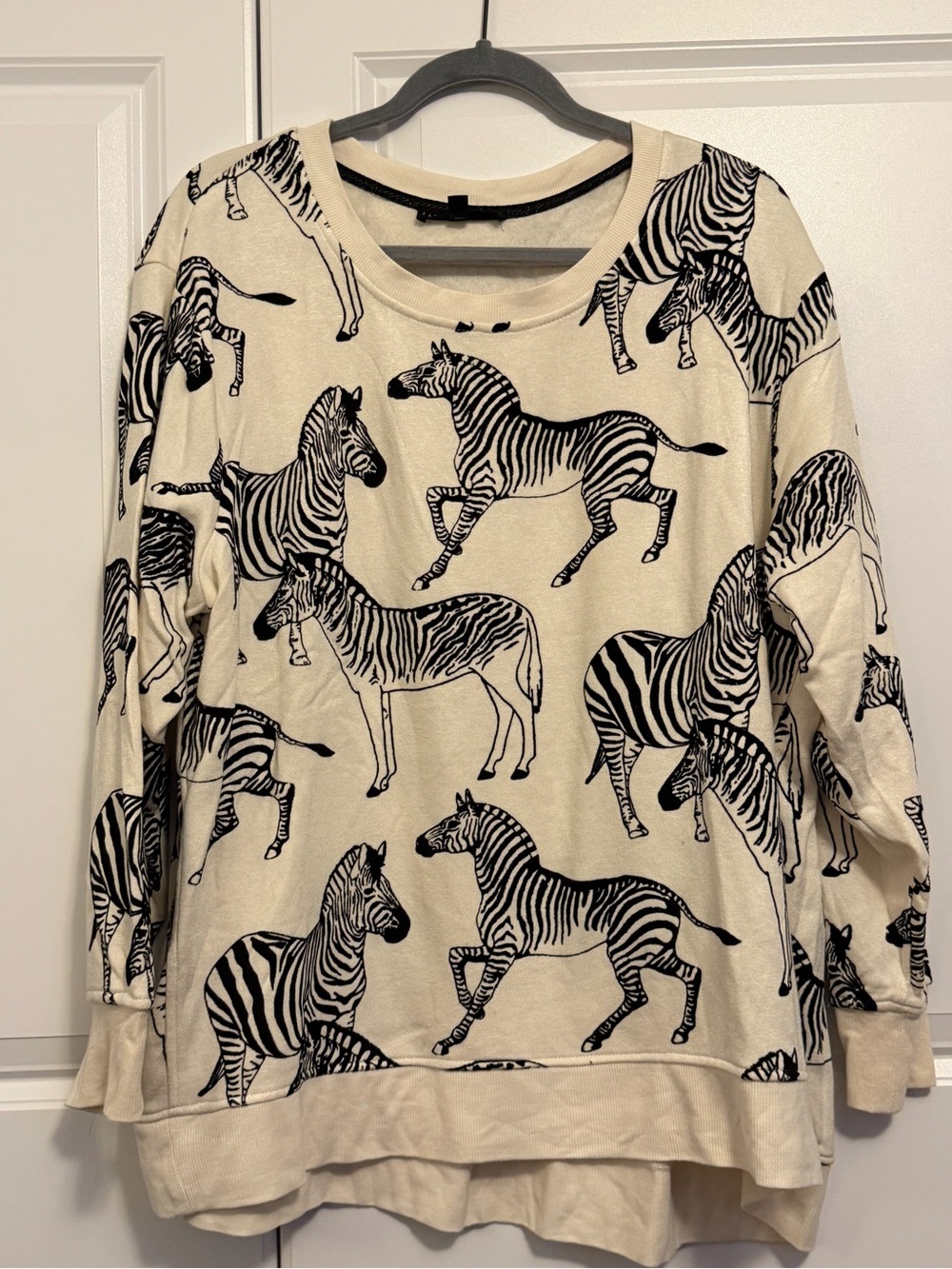 Jane and Delancey Cream Zebra Print Pullover